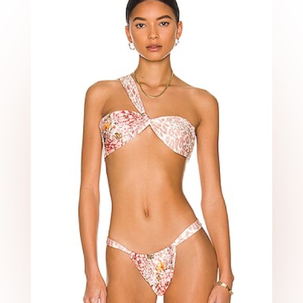 Agua Bendita Pink and Cream Bikini Set
